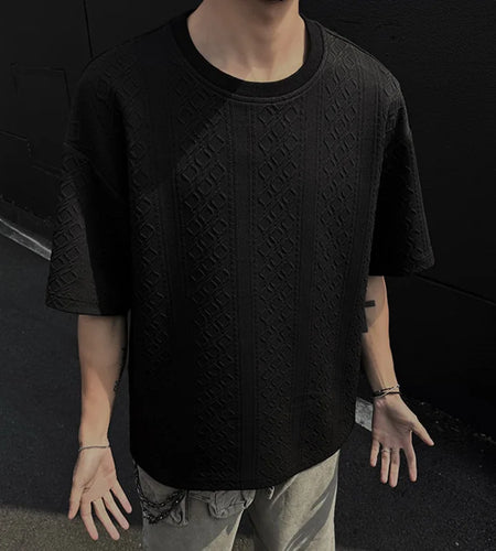 Jacquard Men's T-shirts New Korean Short Sleeve Design Casual Male T-shirt Pullover Fashion Menwear Spring Men Tees 9W1566