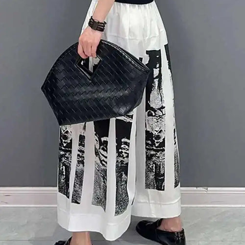 Load image into Gallery viewer, High Elastic Waist Black Printed Pleated Long Wide Leg Pants New Trousers Women Fashion Tide Spring Autumn 2025 1DF6290
