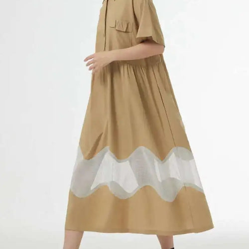 Load image into Gallery viewer, Women Blue Perspective Big Size Shirt Dress New Lapel Short Sleeve Loose Fit Fashion Tide Spring Summer 2025 1DF8791
