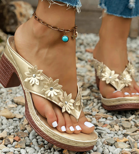 Women's Sandals 2025 Summer Shoes Woman High Heels Sandals New Flip Flops Women Heeled Sandals Summer Footwear Outdoor Slippers