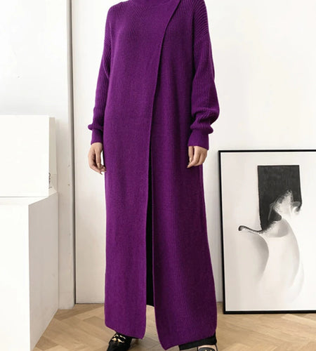 Vent Long Knitting Sweater Loose Fit Turtleneck Long Sleeve Women Pullovers New Fashion Tide Autumn Winter 2025 1DA357