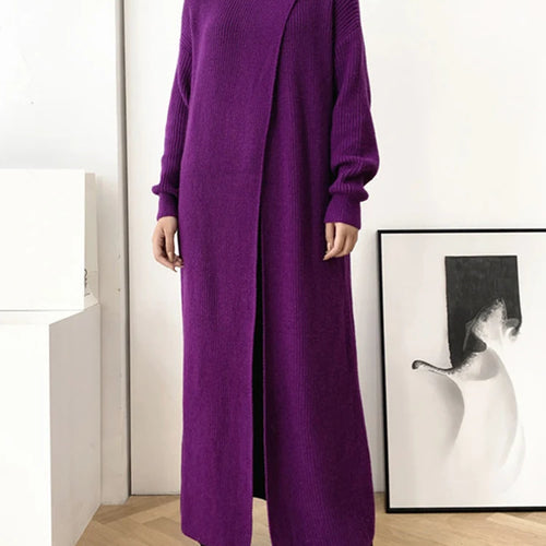 Load image into Gallery viewer, Vent Long Knitting Sweater Loose Fit Turtleneck Long Sleeve Women Pullovers New Fashion Tide Autumn Winter 2025 1DA357
