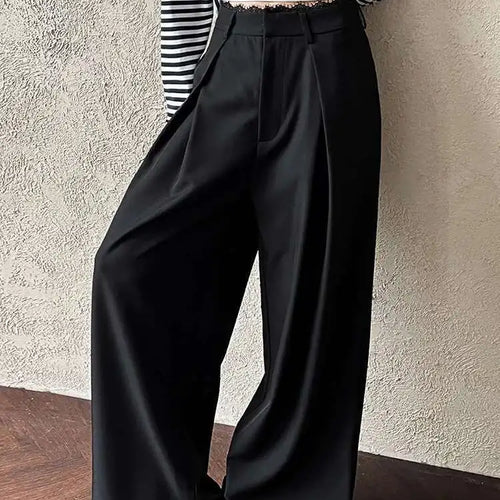 Load image into Gallery viewer, High Waist Black Lace Spliced Pleated Long Wide Leg Pants New Trousers Women Fashion Tide Spring Autumn 2025 1DJ0100
