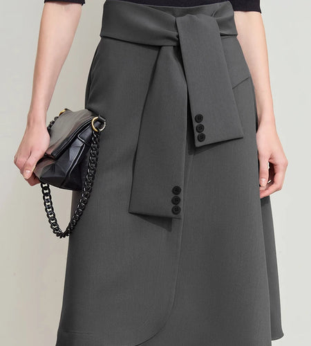 Minimalist New Skirt Women Summer 2025 Solid Loose Mid-length A-line Asymmetric Skirts Female Fashion Office Lady 12542045