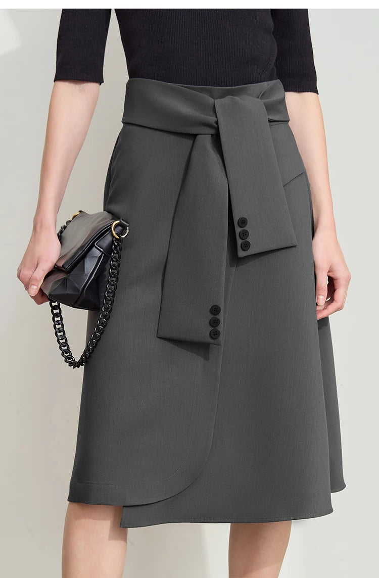 Minimalist New Skirt Women Summer 2025 Solid Loose Mid-length A-line Asymmetric Skirts Female Fashion Office Lady 12542045