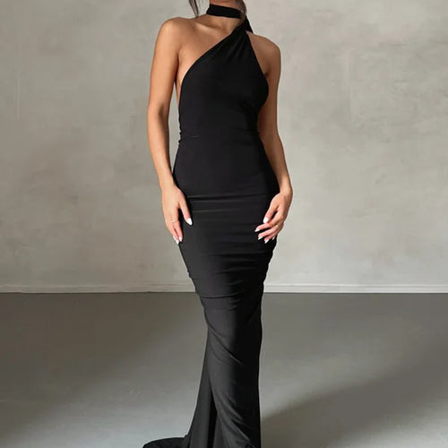 Load image into Gallery viewer, Sexy Backless Hanging Neck Bodycon Evening Dress For Women Strapless Max Female Dress Charming Club Party Prom Dress
