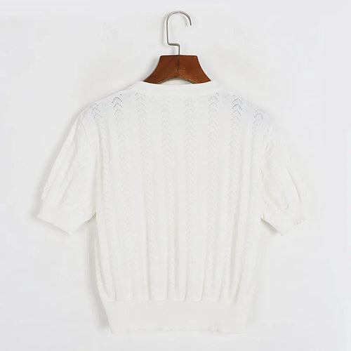 Load image into Gallery viewer, Women Knitwear Short V-Neck Summer New Butterfly Hollow Out Cardigan 90s Sweater B-065
