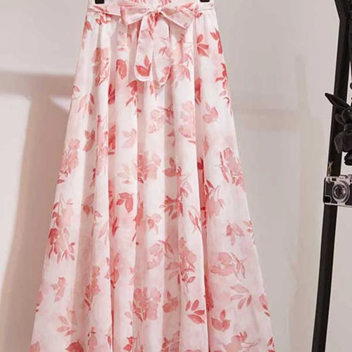 Load image into Gallery viewer, Long Skirt Women For 2024 Spring Summer Lady Korean Style White Black Chiffon Sun School High Waist Midi Skirt Female
