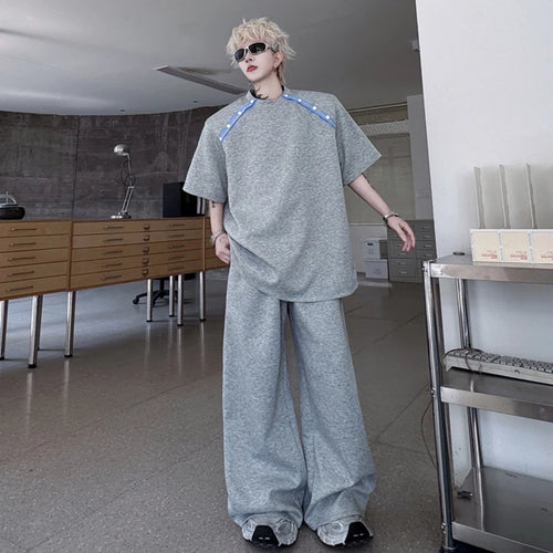 Load image into Gallery viewer, Men&#39;s Pants Set New Summer Constrast Color Short Sleeved Patchwork Trendy Sweatshirt Casual Pants Male Clothing 9W1802
