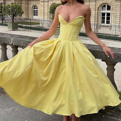 Load image into Gallery viewer, Summer Midi Elegant Strapless Dress Sexy White Weddding Guest Party Dresses Formal Event Fashion Women's Clothing
