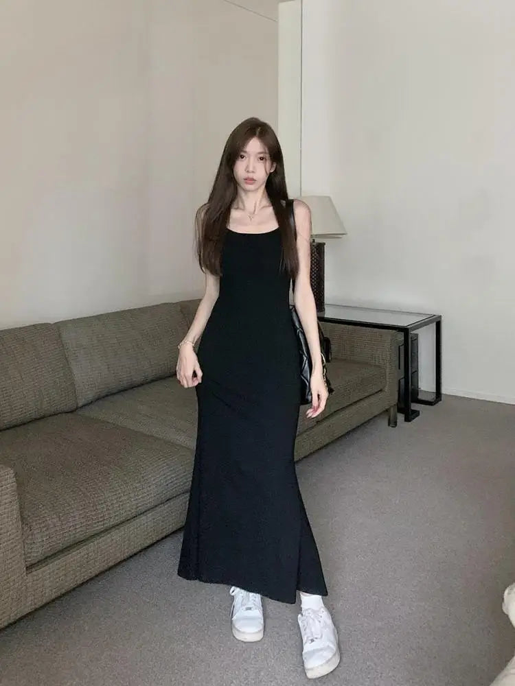 Slip Sleeveless Backless Maxi Dress Women Y2k Summer Bodycon Streetwear Elegant Sexy Outfits Ladies Birthday Party Club Sundress