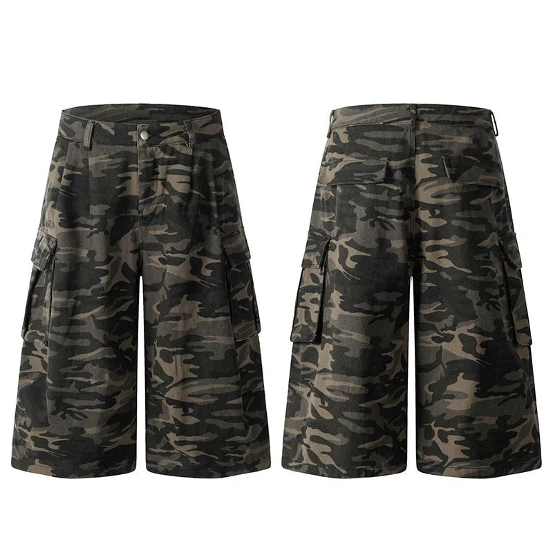 Men's cargo shorts American Style High Street Straight Leg pants Summer Loose Trendy Male Casual Bottoms 2025 9W1723