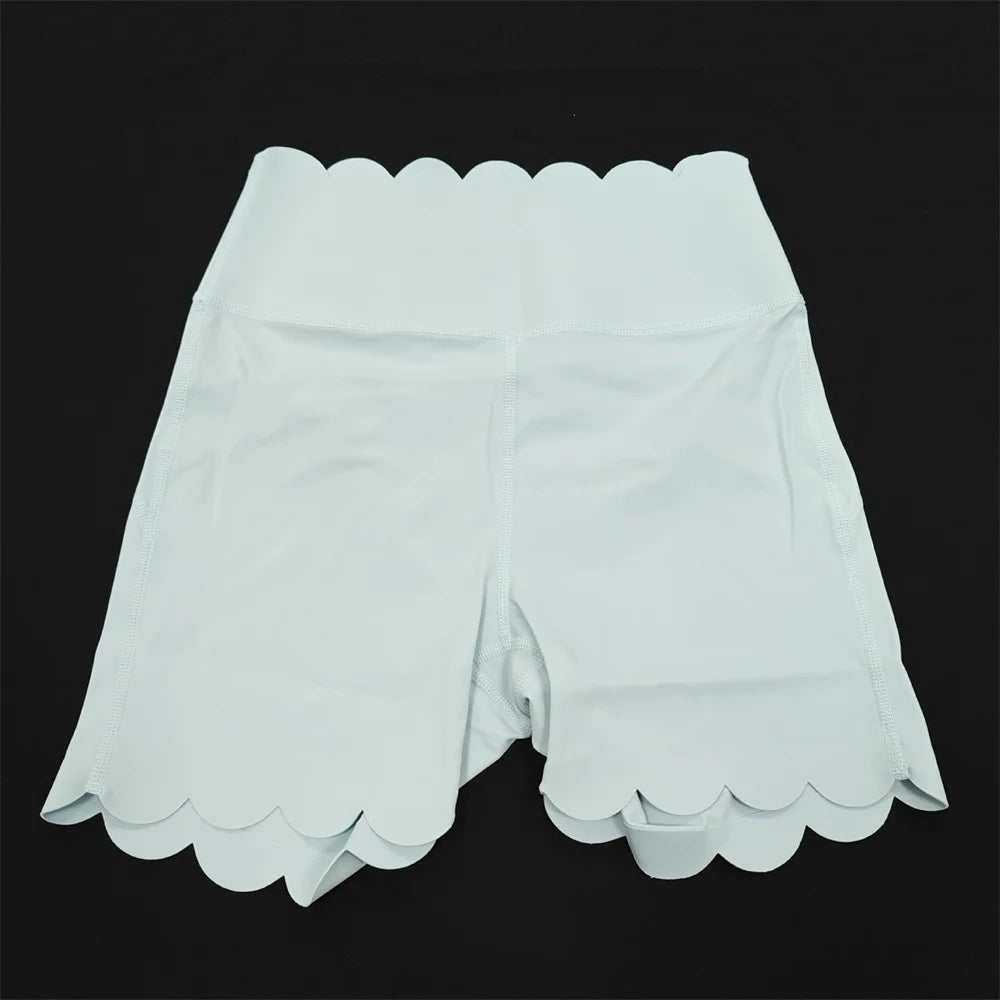 Breathable Skin-Friendly Fitness Two-Piece Set Square Collar Tight Yoga Suit High-Waist Lace Shorts