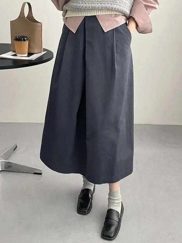 High Waist Apricot A-line Irregular Pleated Elegant Half-body Skirt Women Fashion Tide New Spring Autumn 2025 1DH3802