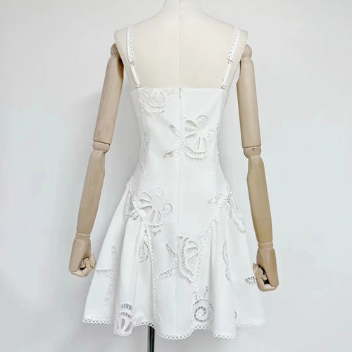 Load image into Gallery viewer, Hit Color Slimming Dresses For Women Square Neck Sleeveless High Waist Temperament Mini Dress Female Fashion Style
