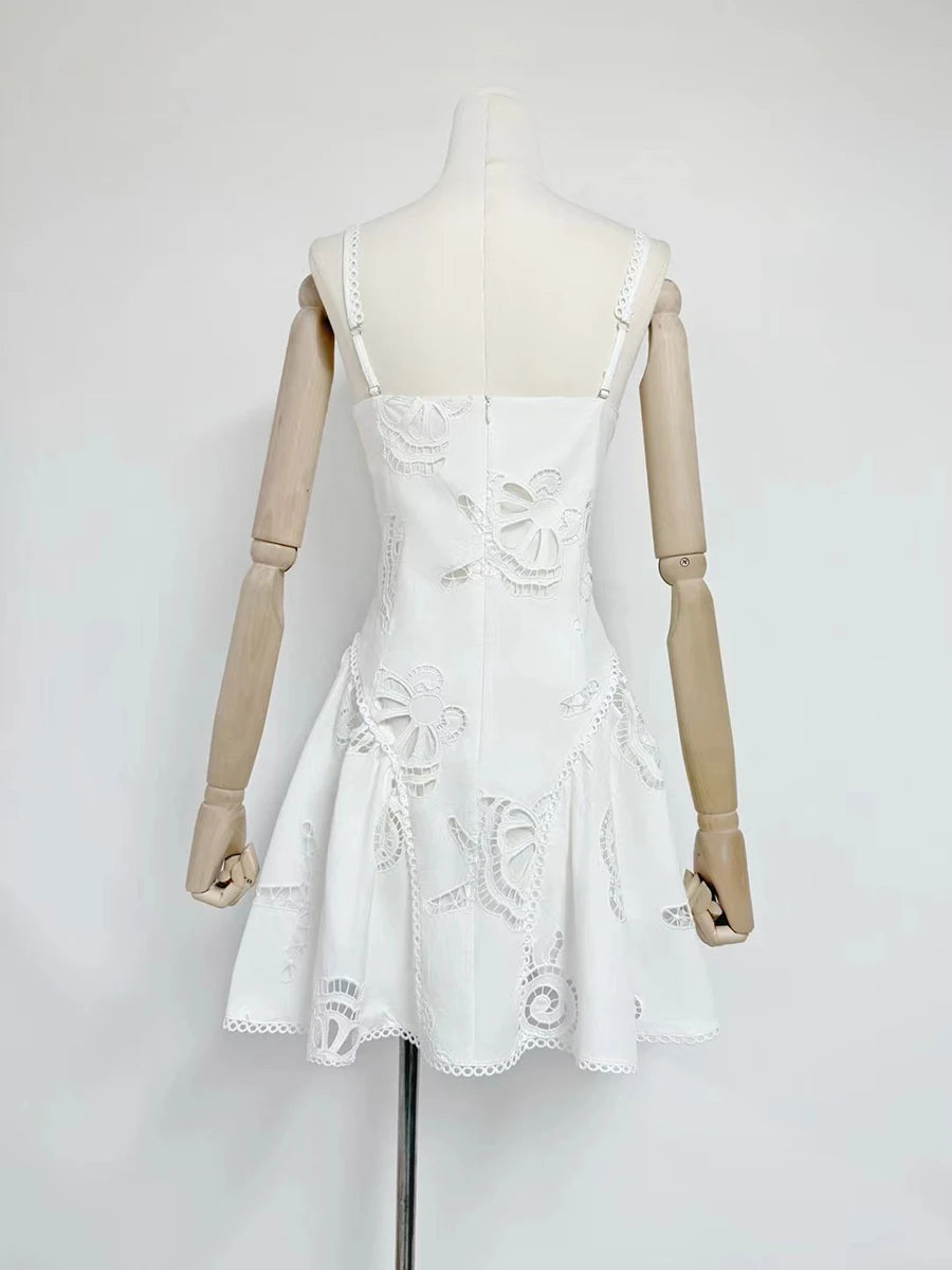 Hit Color Slimming Dresses For Women Square Neck Sleeveless High Waist Temperament Mini Dress Female Fashion Style