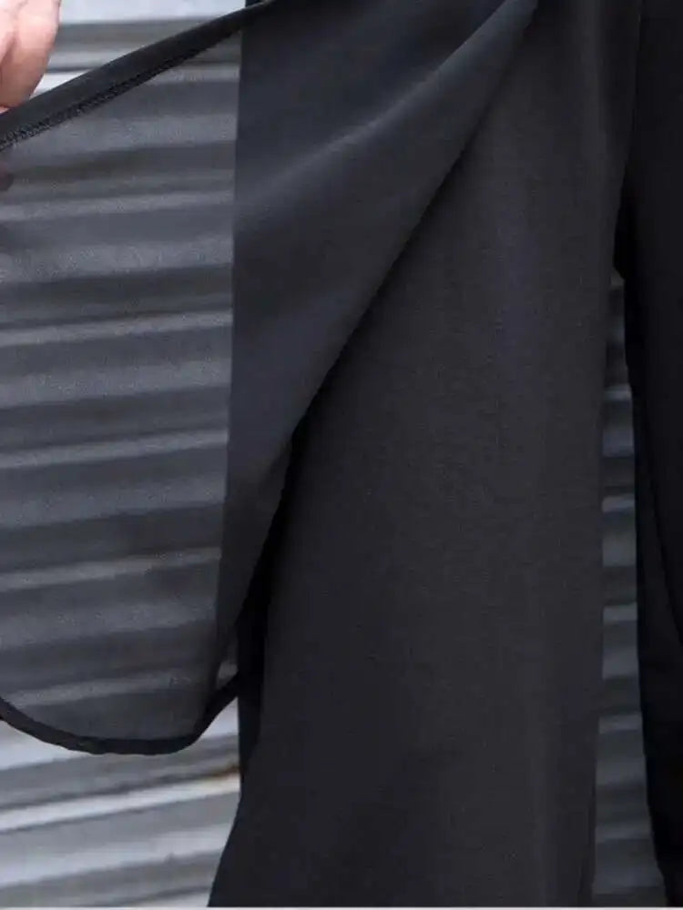 High Elastic Waist Black Chiffon Asymmetric Pants New Loose Fit Trousers Women Fashion Tide Spring Autumn 2025 1DF4656