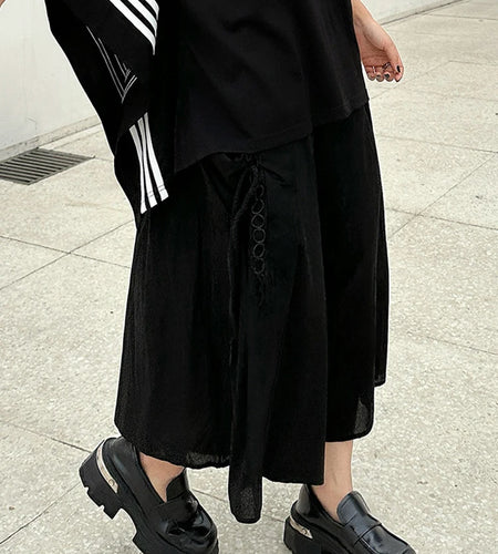 High Elastic Waist Black Pokcet Pleated Casual Wide Leg Pants New Trousers Women Fashion Tide Spring Autumn 2025 1DJ1070