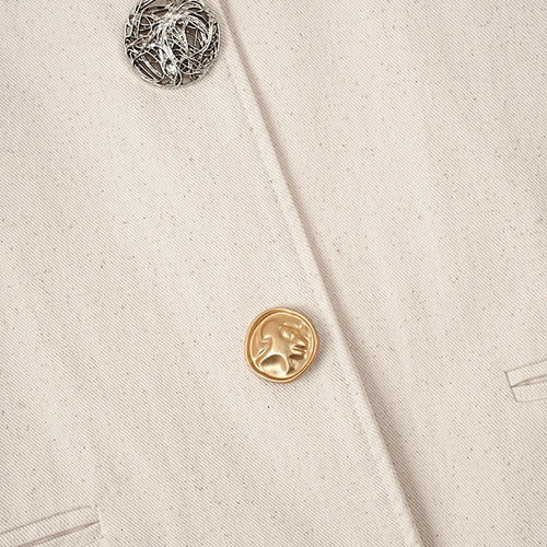 Load image into Gallery viewer, Women Beige Design Buttons Big Size Elegant Blazer New Stand Collar Long Sleeve Jacket Fashion Spring Autumn 2025  CPG1920
