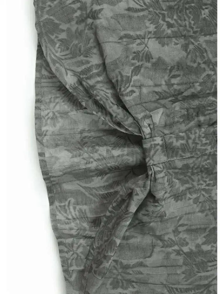 Women Apricot Pleated Irregular Printed Big Size Blouse New Lapel Short Sleeve Shirt Fashion Spring Summer 2025 1DJ0122