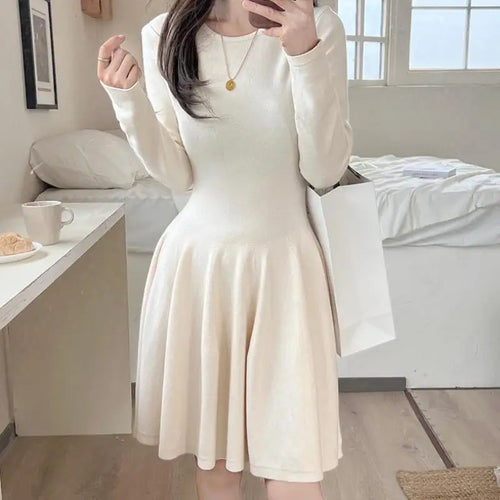 Load image into Gallery viewer, Women Long Sleeve Knit Mini Dress Slim Elegant Korean Style Streetwear 2023 Autumn Winter Club Evening Party Dress
