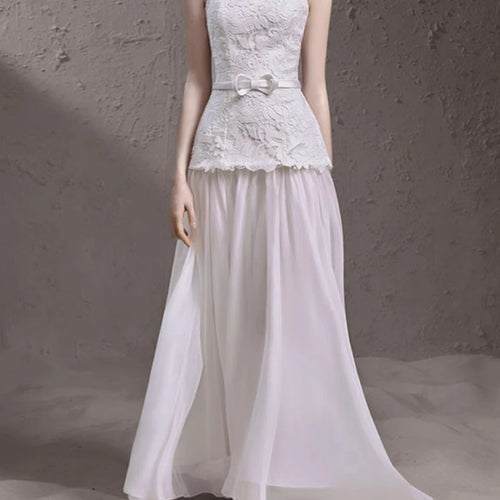 Load image into Gallery viewer, Solid Spliced Mesh Slimming Dresses For Women Strapless Sleevelss High Waist Temperament Dress Female Fashion Style
