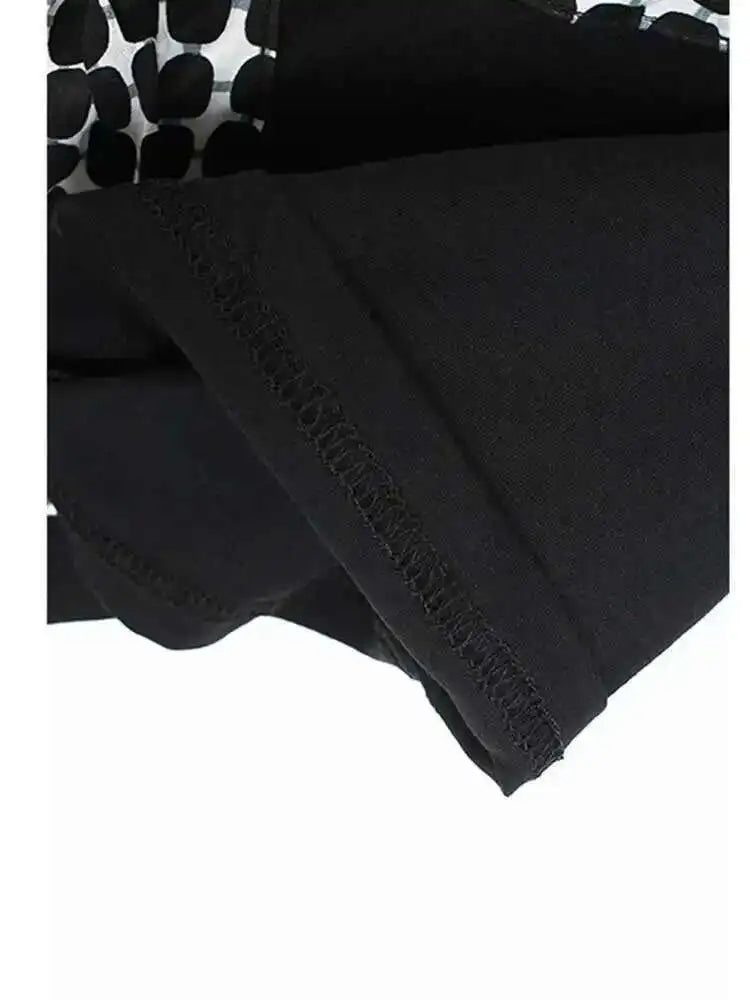 Women Black Plaid Bow Big Size Casual T-shirt New Round Neck Short Sleeve Fashion Tide Spring Summer 2025 1DE9057