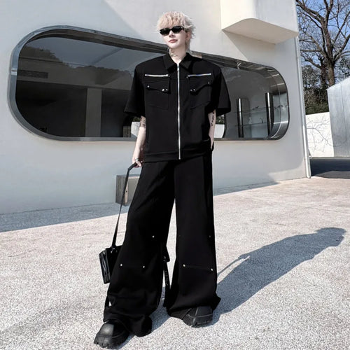 Load image into Gallery viewer, Men's Set Two-piece New Summer Multi Pockets Zipper Short Sleeve Jacket Casual Male Pants Fashion Trend 2025 9W1504
