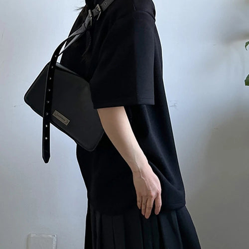 Load image into Gallery viewer, Women Black Metal Decoration Big Size Casual T-shirt New Round Neck Short Sleeve Fashion Tide Spring Summer 2025 1DJ1233
