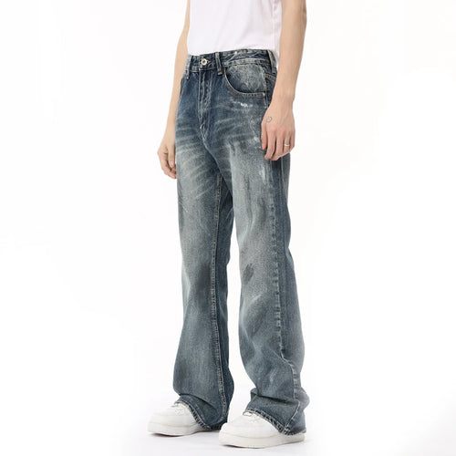 Load image into Gallery viewer, American Style Male Denim Pants New Worn-out Vintage Boot Cut Loose Casual Straight Leg Men&#39;s Jeans Summer 9C6671
