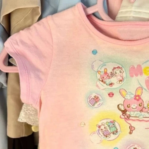 Load image into Gallery viewer, Japanese Kawaii Cartoon Printing Tops Women Harajuku Summer Patchwork Casual Loose T-shirt Y2k Aesthetic Fairy Grunge Cute Tees
