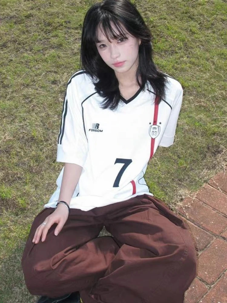 Y2k Aesthetic Gothic Letter Printing Casual T-shirt Hiphop Patchwork Streetwear Grunge Tops Harajuku Men and Women Loose Tshirts