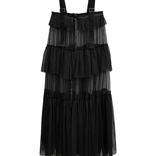 Load image into Gallery viewer, Women Black Mesh Perspective Big Size Strap Dress New Square Collar Sleeveless Fashion Tide Spring Summer 2025 1DJ1242
