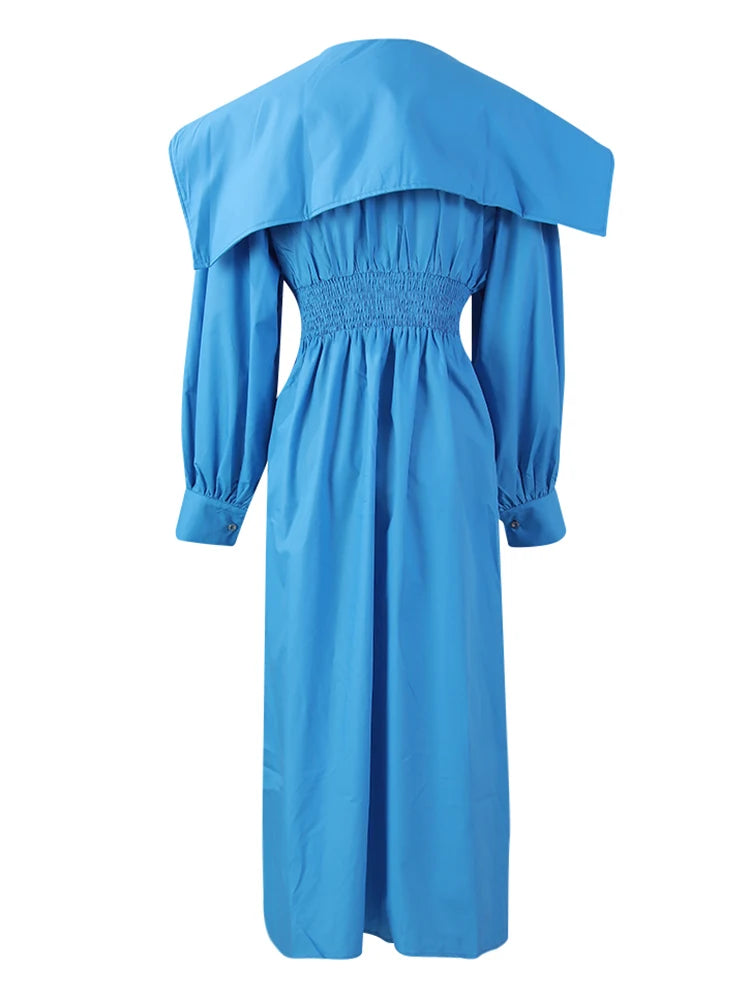 Women Black Irregular Shirt Dress New Lapel Lartern Long Sleeve Belt Waist Loose Fashion Tide Spring Autumn 2025 1DH2257