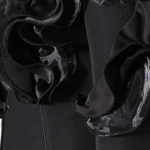 Load image into Gallery viewer, Women Black Ruffles Shaped Elegant Slim Blazer New Lapel Long Sleeve Jacket Fashion Tide Spring Autumn 2025 7AB8042
