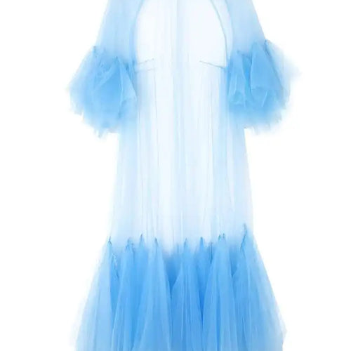 Load image into Gallery viewer, Women Black Ruffles Long Big Size Dress New Round Neck Three-quarter Sleeve Loose Fit Fashion Spring Summer 2025 JR77101
