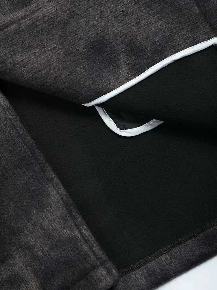 Loose Fit Black Tie Dye Big Size Thick Woolen Coat Parkas New Long Sleeve Women Fashion Tide Autumn Winter 2025 1DF3278