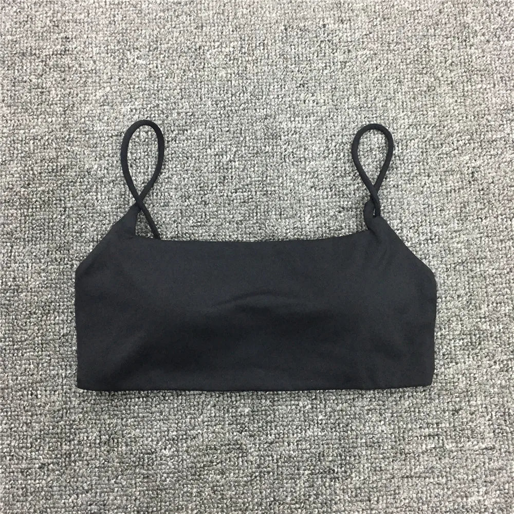 Soft Stretchy Fabric Single Strap Yoga Underwear Curved Hem Fitness Top Quick Dry Light Support Pilates Sport Bra