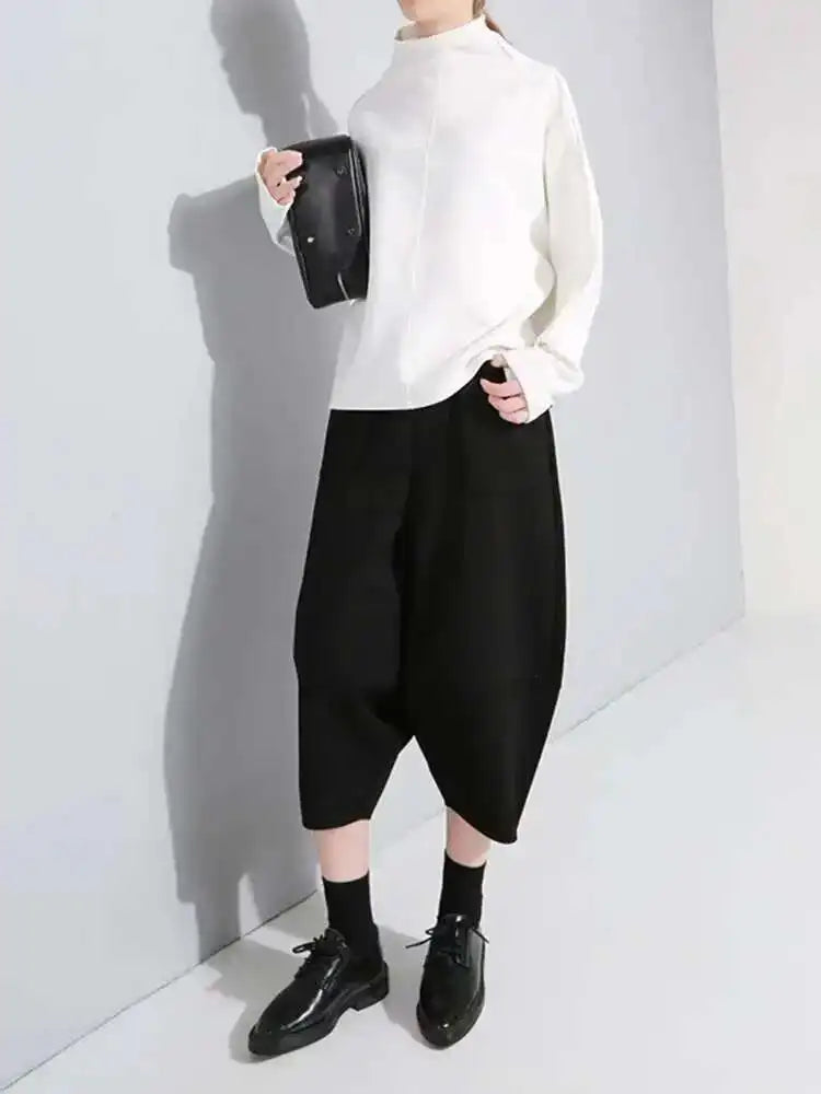 High Elastic Waist Black Pleated Wide Leg Pants New Loose Fit Trousers Women Fashion Tide Spring Autumn 2025 1DF5744