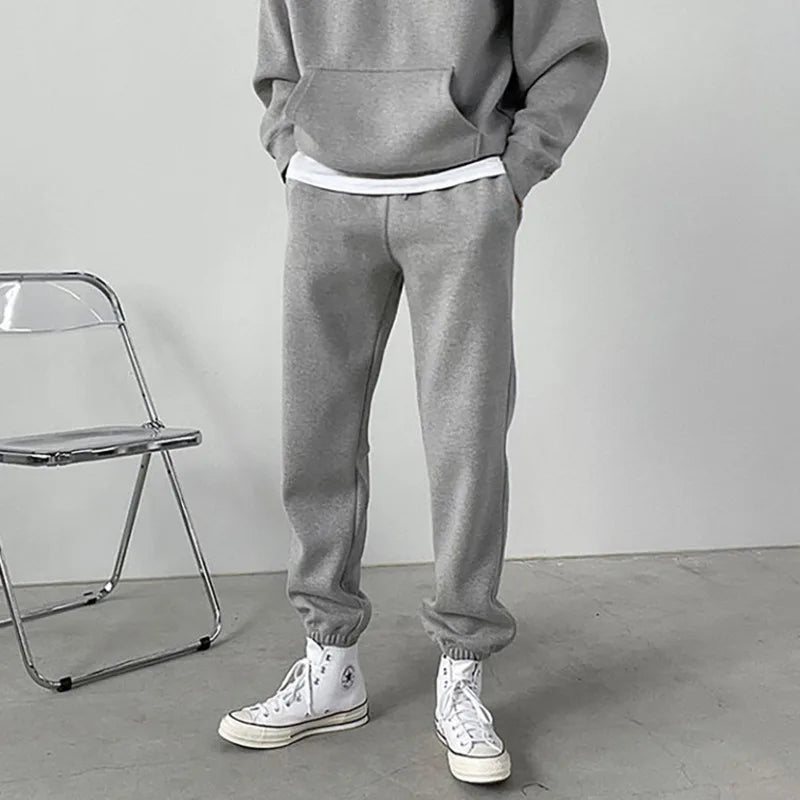 Men's Pants Set New Korean Casual Sets Half Zipper High Collar Loose Pullover Sweatshirt Elastic Waist Male Bottoms 9W1850