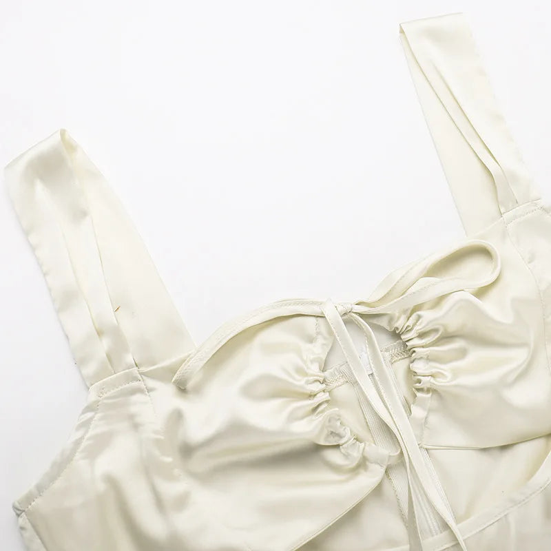 Hollow Out Bandage Sexy Mini Dress For Women 2024 Summer New Spaghetti Sleeveless Backless Bodycon Club Party Dress