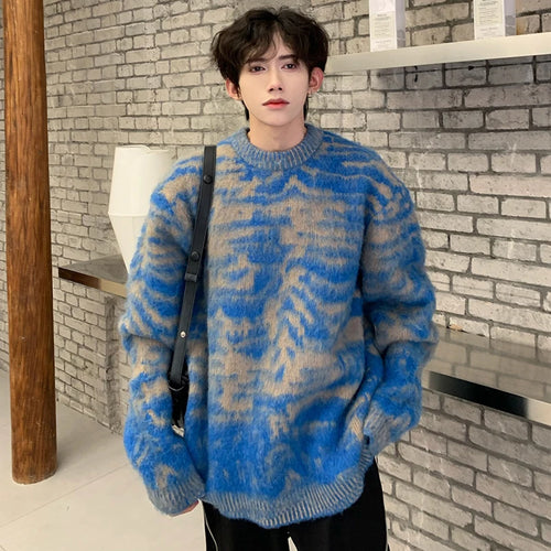 Load image into Gallery viewer, Round Collar Male Pullover Sweaters Casual Contrast Color Men&#39;s Knitting Pullovers New Fashion Spring Korean Style 9C4162
