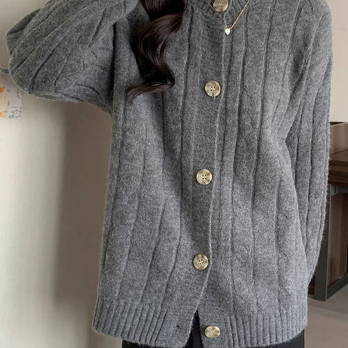 Load image into Gallery viewer, Vintage Knitwear Women&#39;s Sweaters Autumn Winter Japanese Style Loose Long Sleeve Thickened Gray Cardigan Sweater Coat
