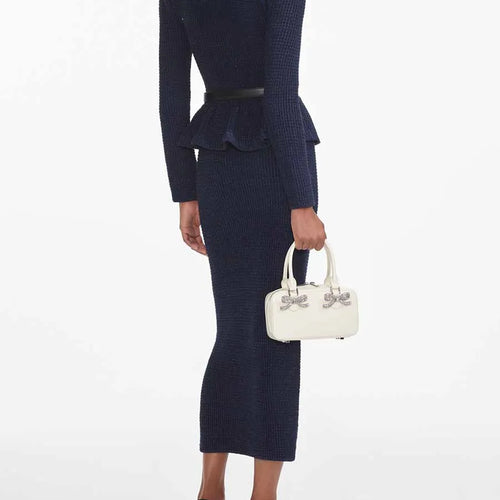 Load image into Gallery viewer, Temperament Knit Two Oiece Sets for Women Square Neck Long Sleeves Spliced Button Top High Waist Skirt Set Female
