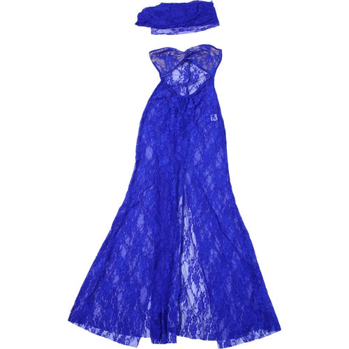 Load image into Gallery viewer, Lace See Through Strapless Sexy Maxi Dress For Women Gown Halter Hollow Out Sleeveless Backless High Split Long Dress
