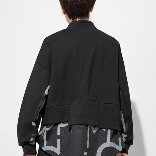 Load image into Gallery viewer, Women Big Size White Letter Iregular Spliced T-shirt New Stand Collar Long Sleeve  Fashion Tide Spring Autumn 2025 1DD0232
