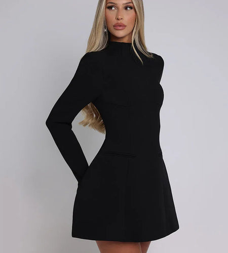 Elegant Long Sleeved Bodycon Women Dress Sexy Slim Backless Mini Vestido Autumn And Winter New 2025 Party Evening Dress
