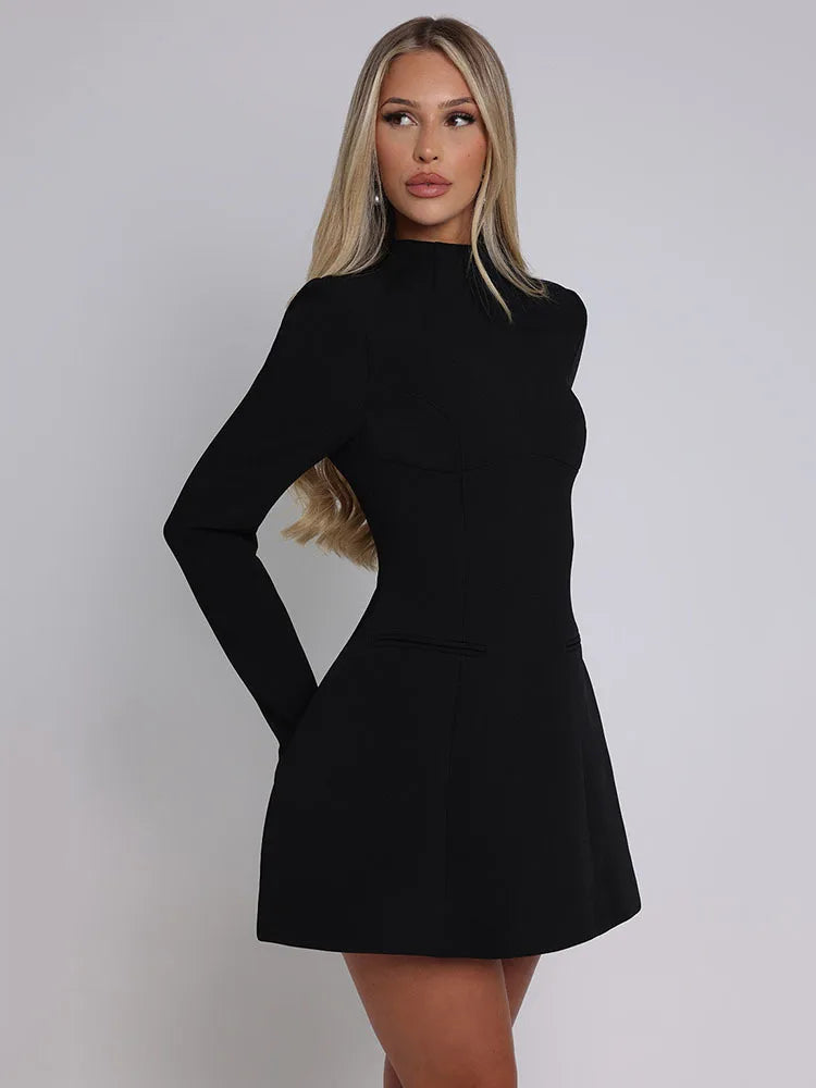 Elegant Long Sleeved Bodycon Women Dress Sexy Slim Backless Mini Vestido Autumn And Winter New 2025 Party Evening Dress