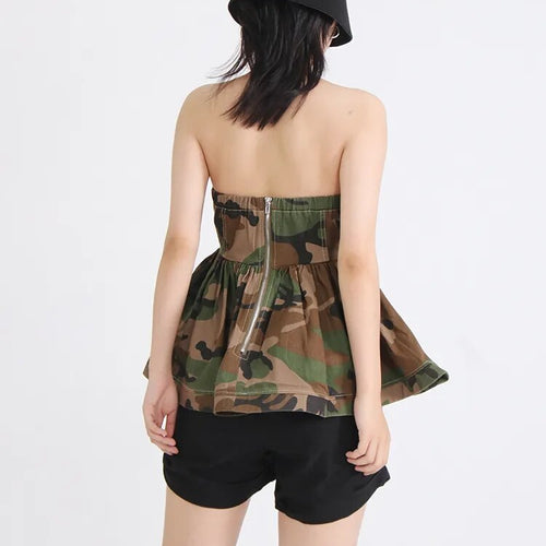 Load image into Gallery viewer, Camouflage Casual Vests For Women Starpless Sleeveless Patchwork Folds Vintage Elegant Tank Tops Female Fashion
