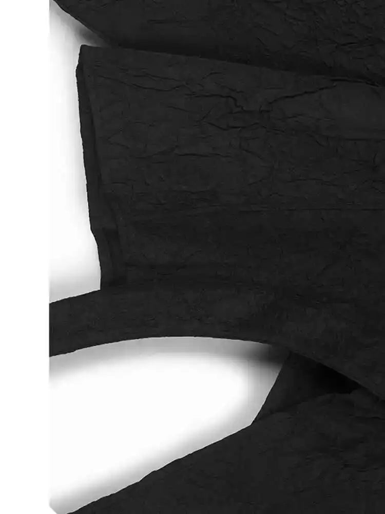 Women White Printed Irregular Big Size Pleated Blouse New Lapel Long Sleeve Shirt Fashion Tide Spring Autumn 2025 1DH8639